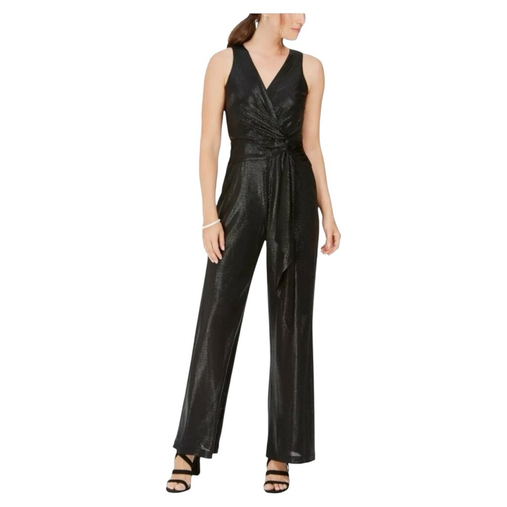 Taylor Black Metallic Sleeveless Jumpsuit